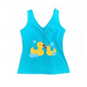 Custom Upcycled Rubber Ducky Bubble Bath Patchwork Tank Top Large
